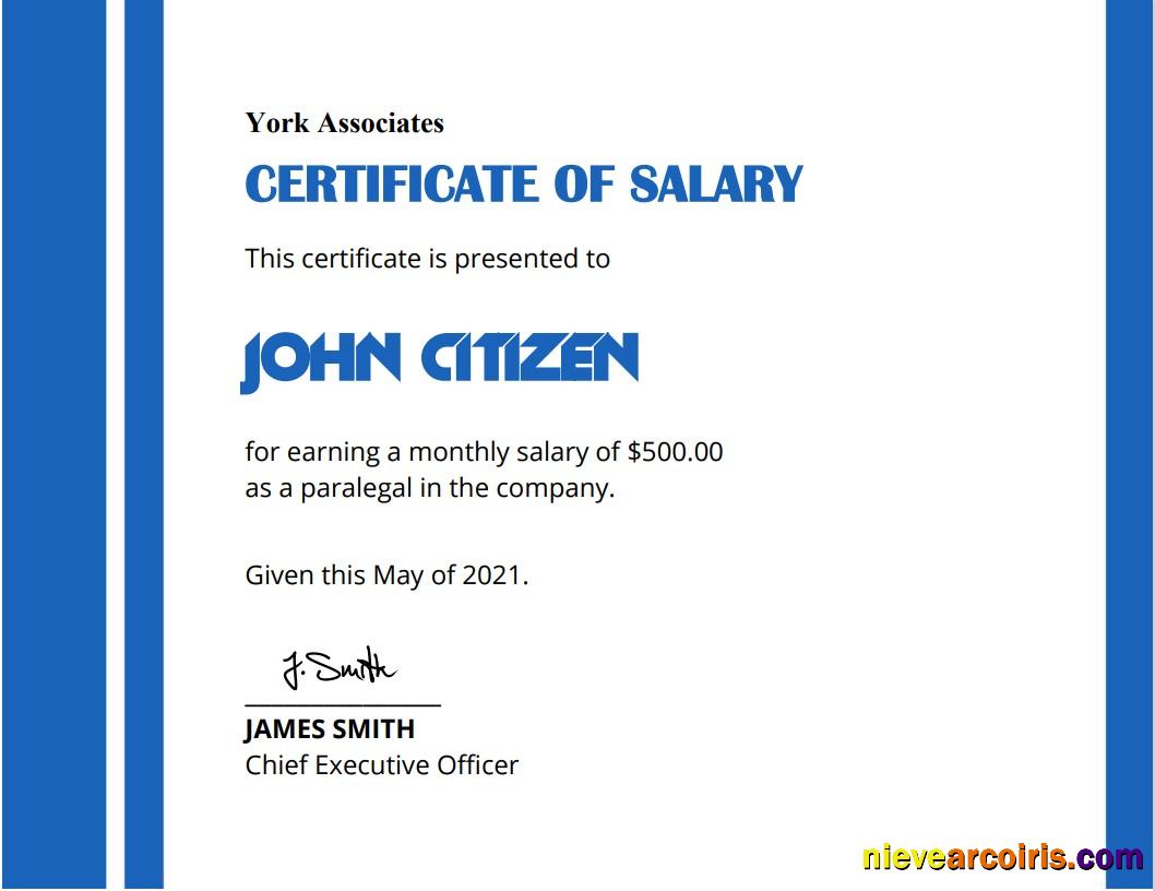 USA Salary certificate